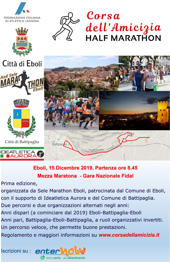 Corsa dell'Amicizia Eboli Battipaglia 2019 Half Marathon