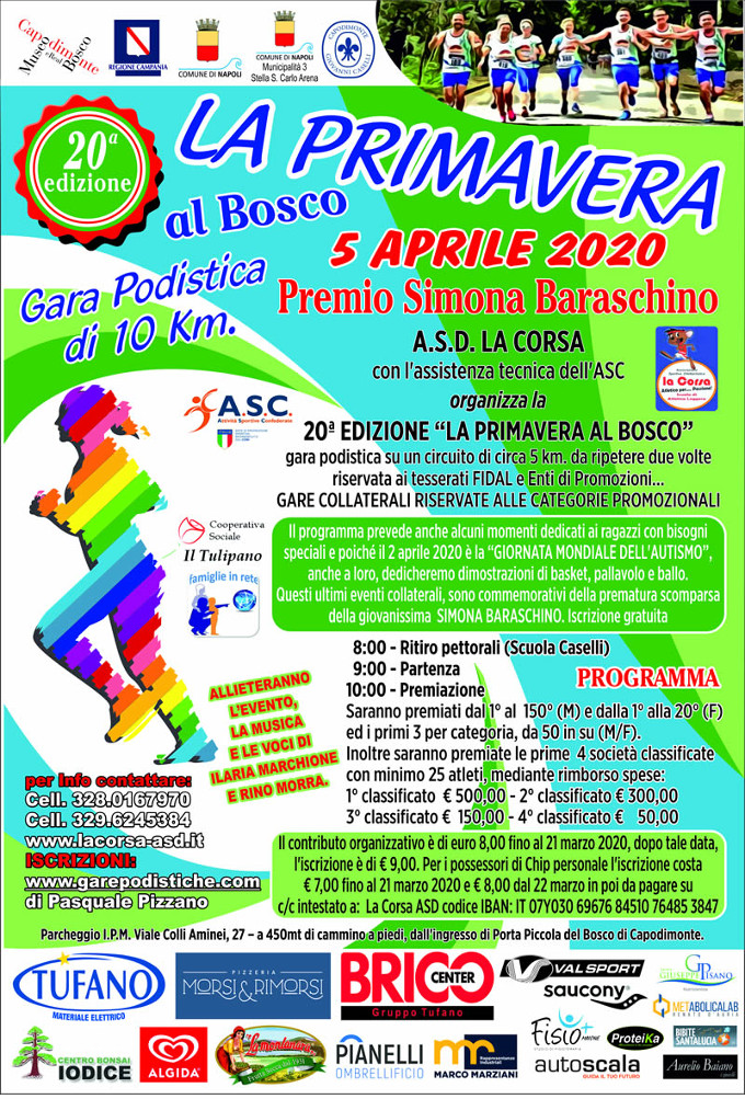 Primavera al bosco 2020 gara podistica Capodimonte