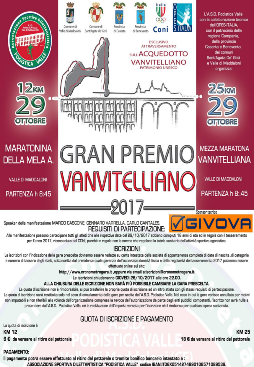 Valle di Maddaloni GranPremio Vanvitelliano regolamento 2017