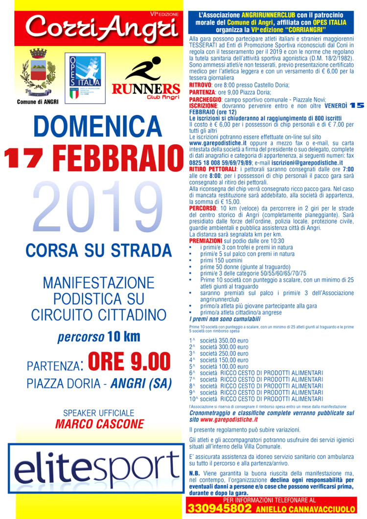 Corri Angri 2019 gara podistica