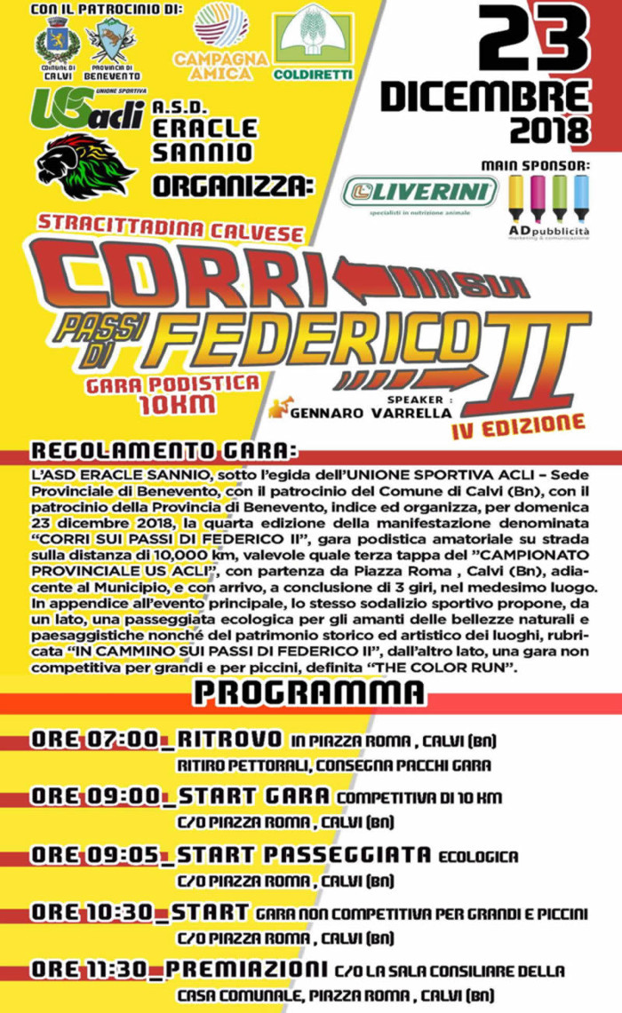 Corri sui passi di Federico II anno 2018 Calvi