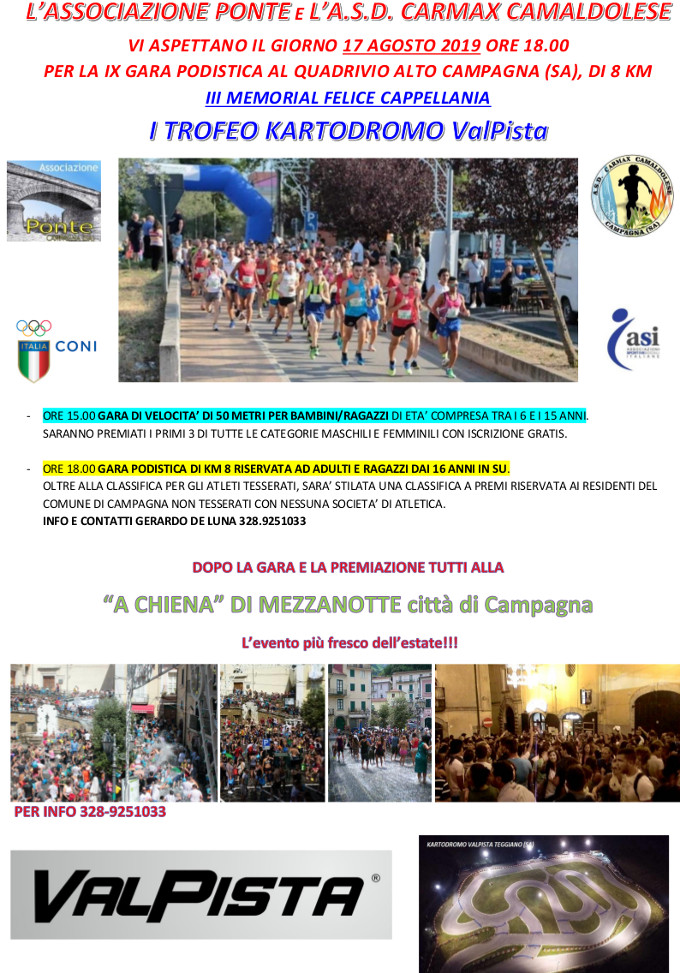 Gara podistica di Quadrivio Alto Campagna 2019