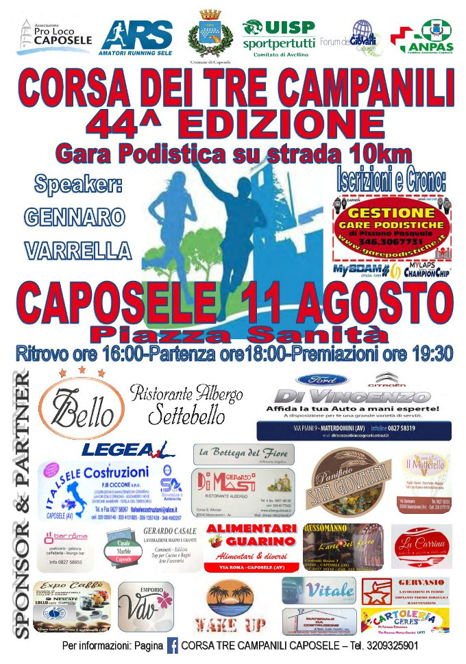 Corsa dei Tre Campanili 2019 gara di Caposele