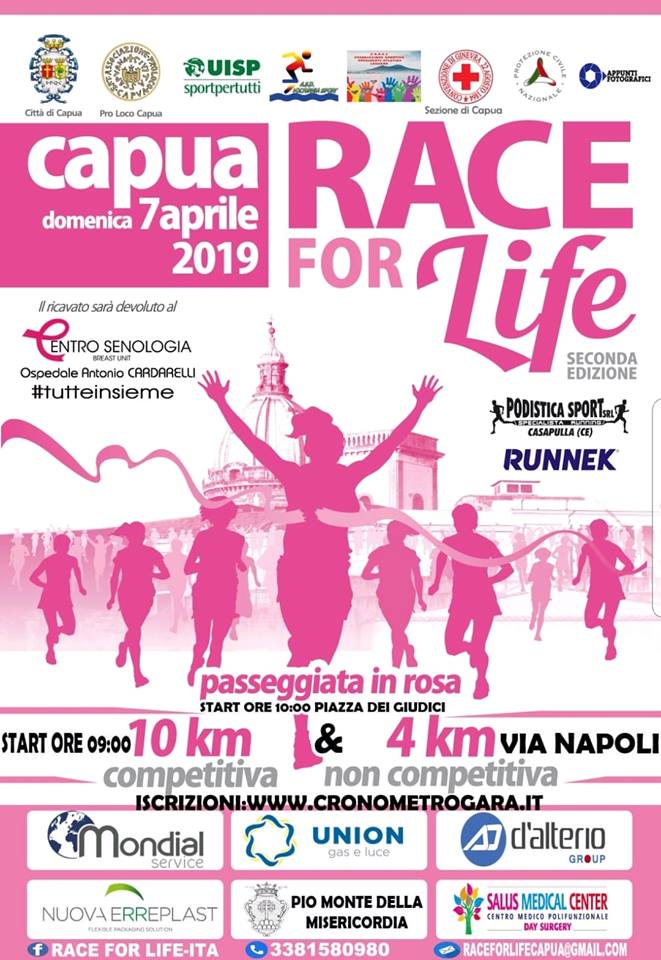 Gara podistica di Capua Race for life 2019 e passegiata in rosa