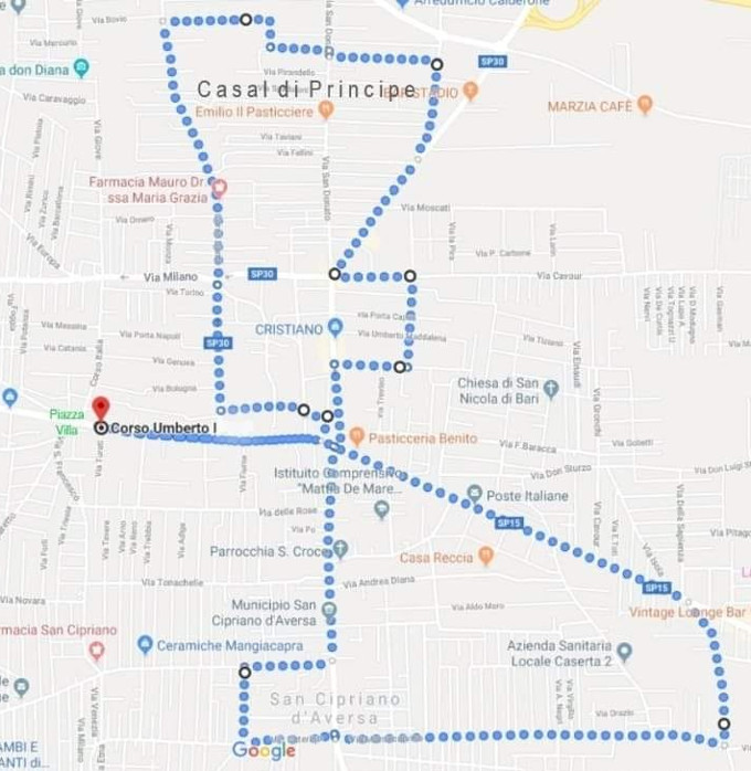 Percorso gara podistica casal di principe 2019