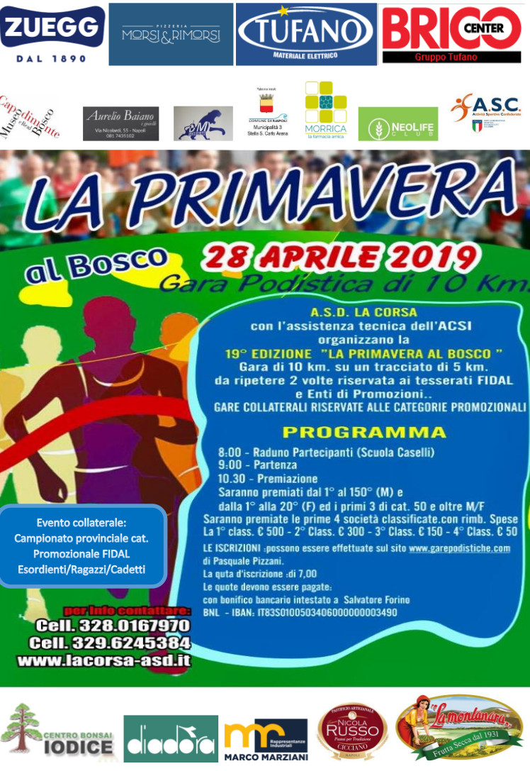 La primavera al bosco 2019 gara podistica di Napoli Capodimonte