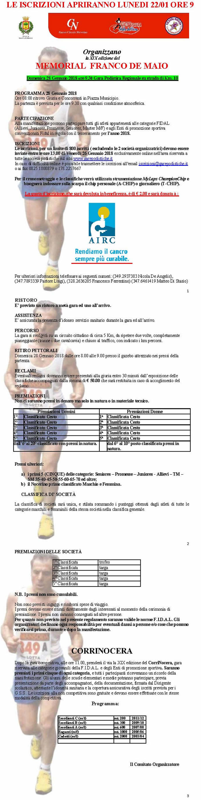Nocera inferiore gara podistica 2018