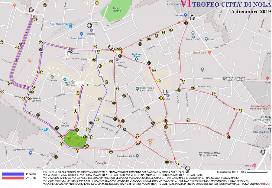 Percorso gara Nola 2019 dicembre
