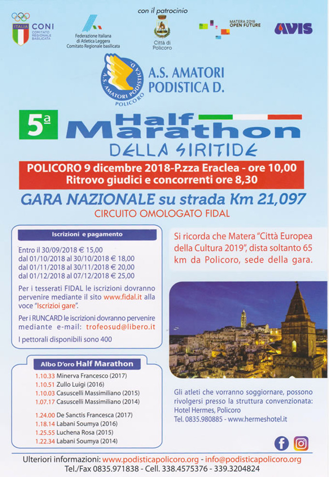 Half Marathon della Siritide 2018 Policoro