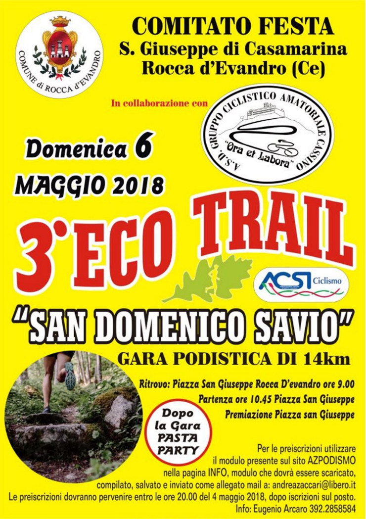 Eco Trail San Domenico Savio 2018 a Rocca D'Evandro