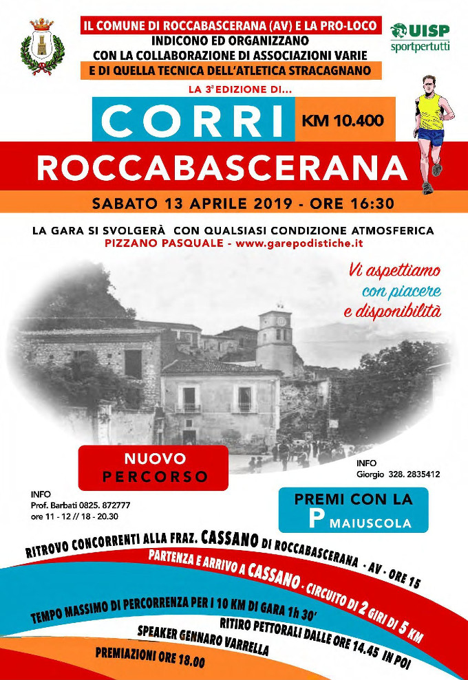 Regolamento Corri Roccabascerana 2019 gara podistica