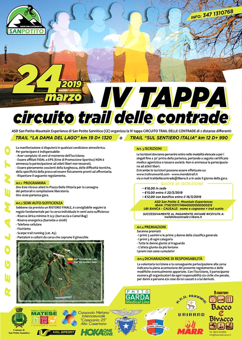 Trail La Dama del Lago e Trail sul sentiero Italia 2019 San Potito Sannitico