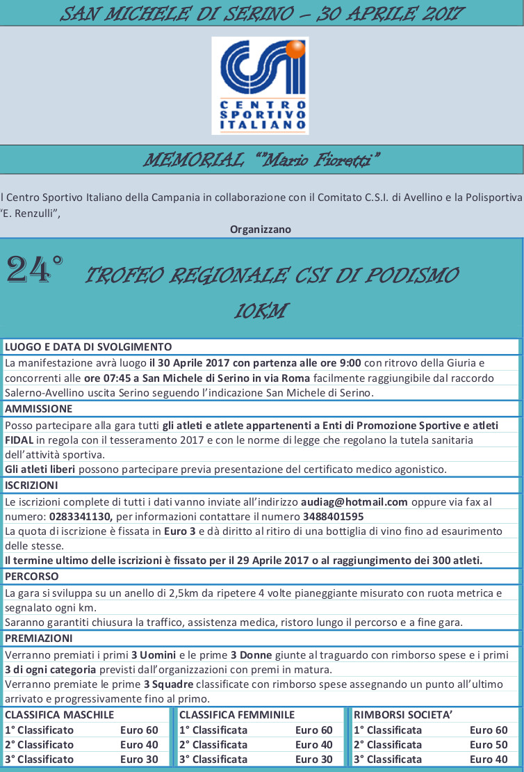 San Michele di Serino gara podistica 2017