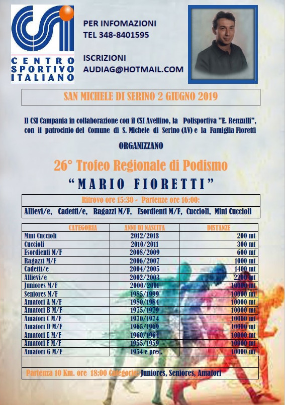 Trofeo Regionale CSI di Podismo Mario Fioretti 2019 gara di San Michele Serino