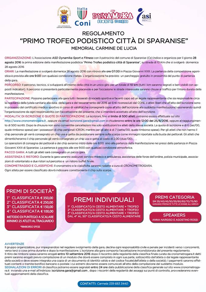 Sparanise gara podistica 2016