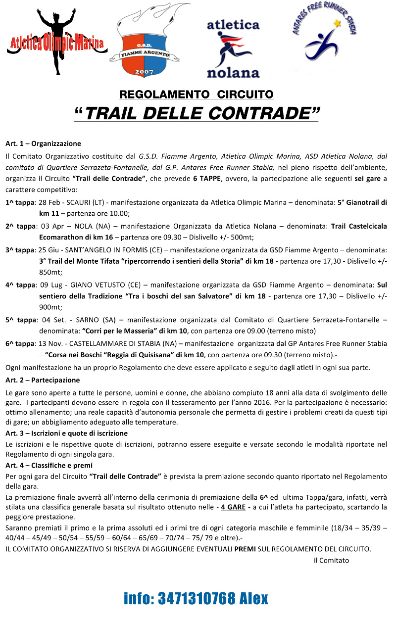 Trail Contrade Regolamento 2016