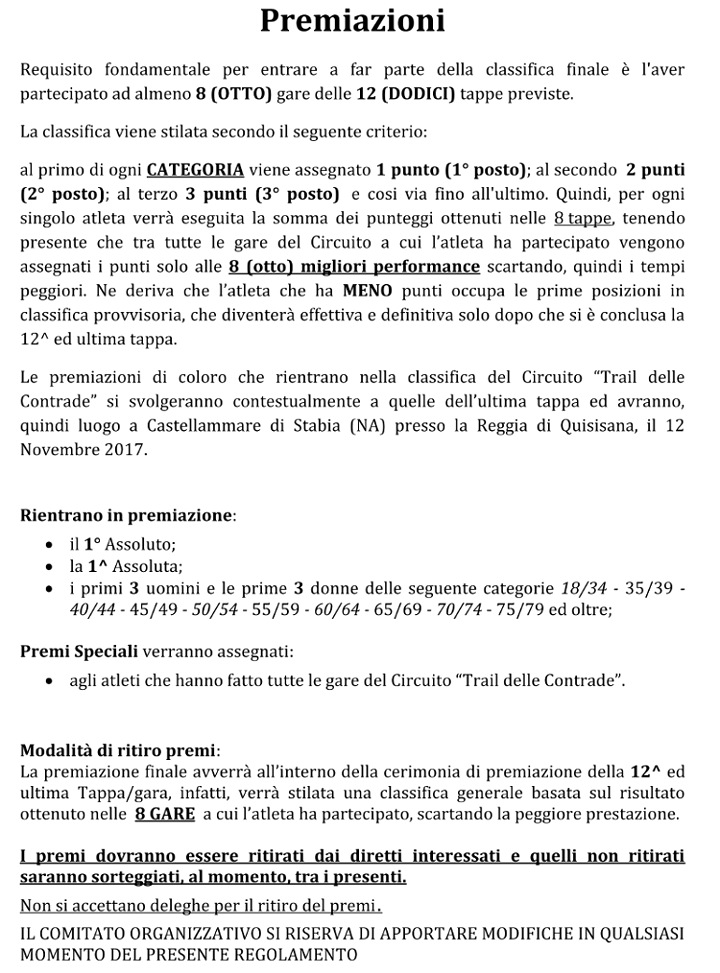 Trail delle Contrade 2017 regolamento
