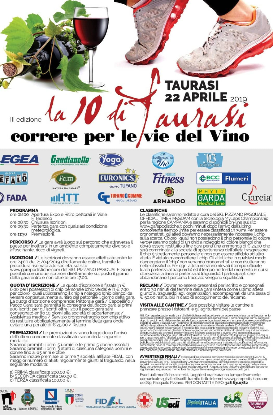 La 10 di Taurasi 2019 correre per le vie del vino