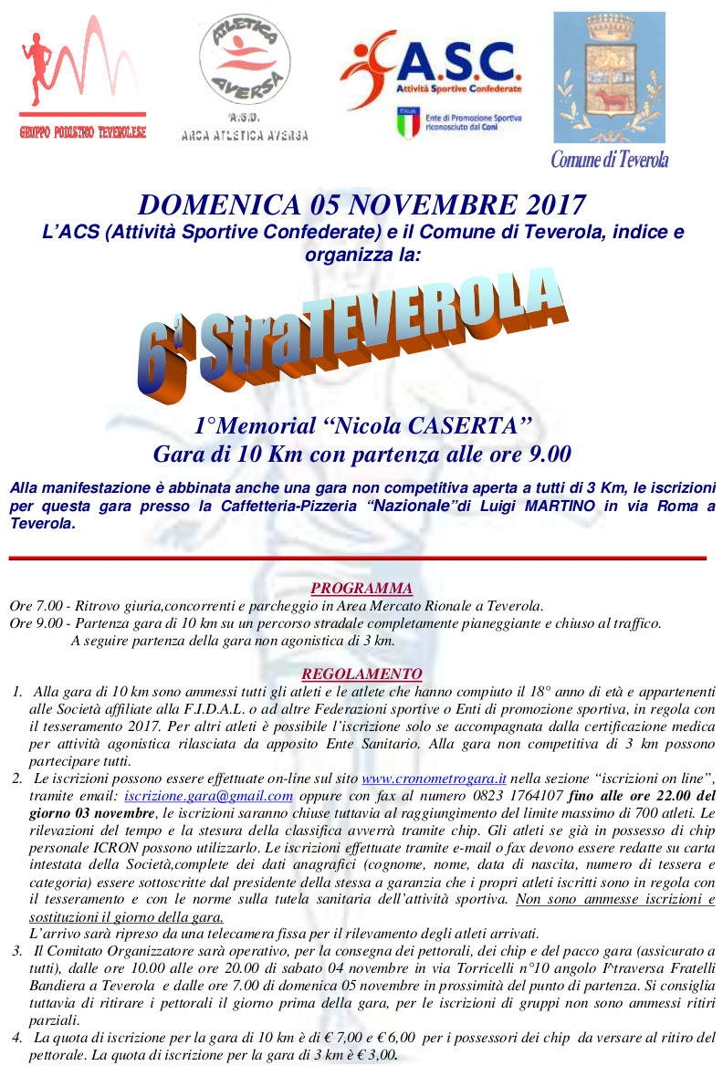 Teverola gara podistica StraTeverola 2017