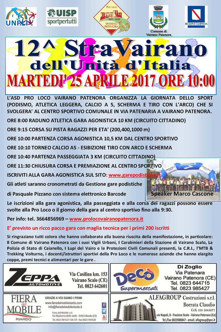 StraVairano unità d'Italia 2017