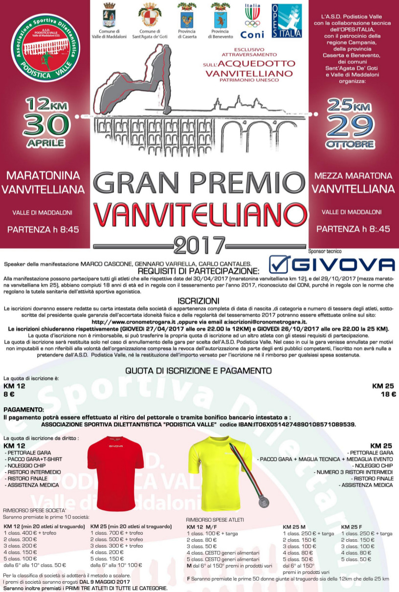 Maratonina Vanvitelliana gara podistica Valle di Maddaloni 2017